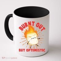 Funny Burnt Out But Optimistic Marshmallow Coffee Mug thumb 0
