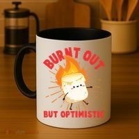 Funny Burnt Out But Optimistic Marshmallow Coffee Mug thumb 4