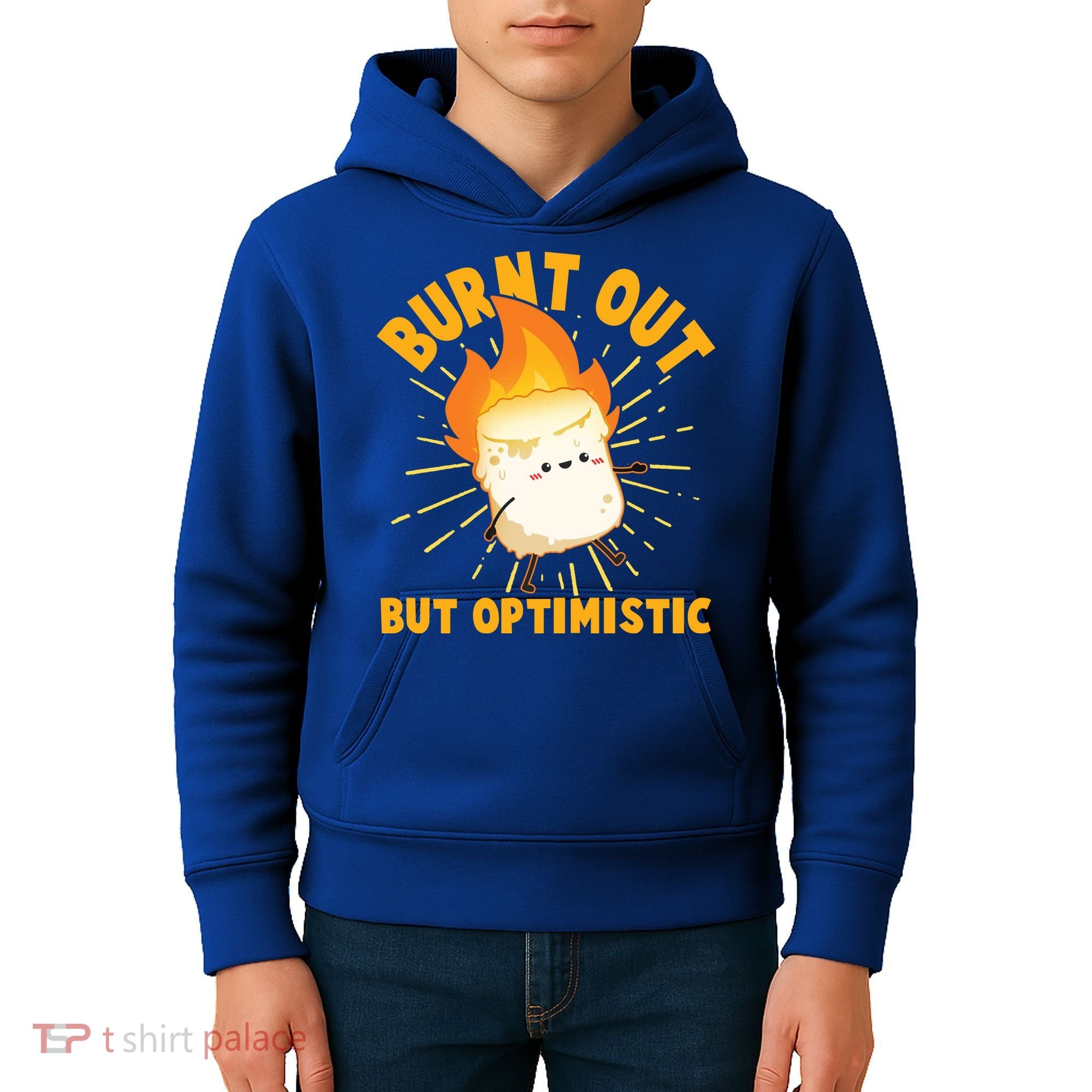 Funny Burnt Out But Optimistic Marshmallow Kids Hoodie