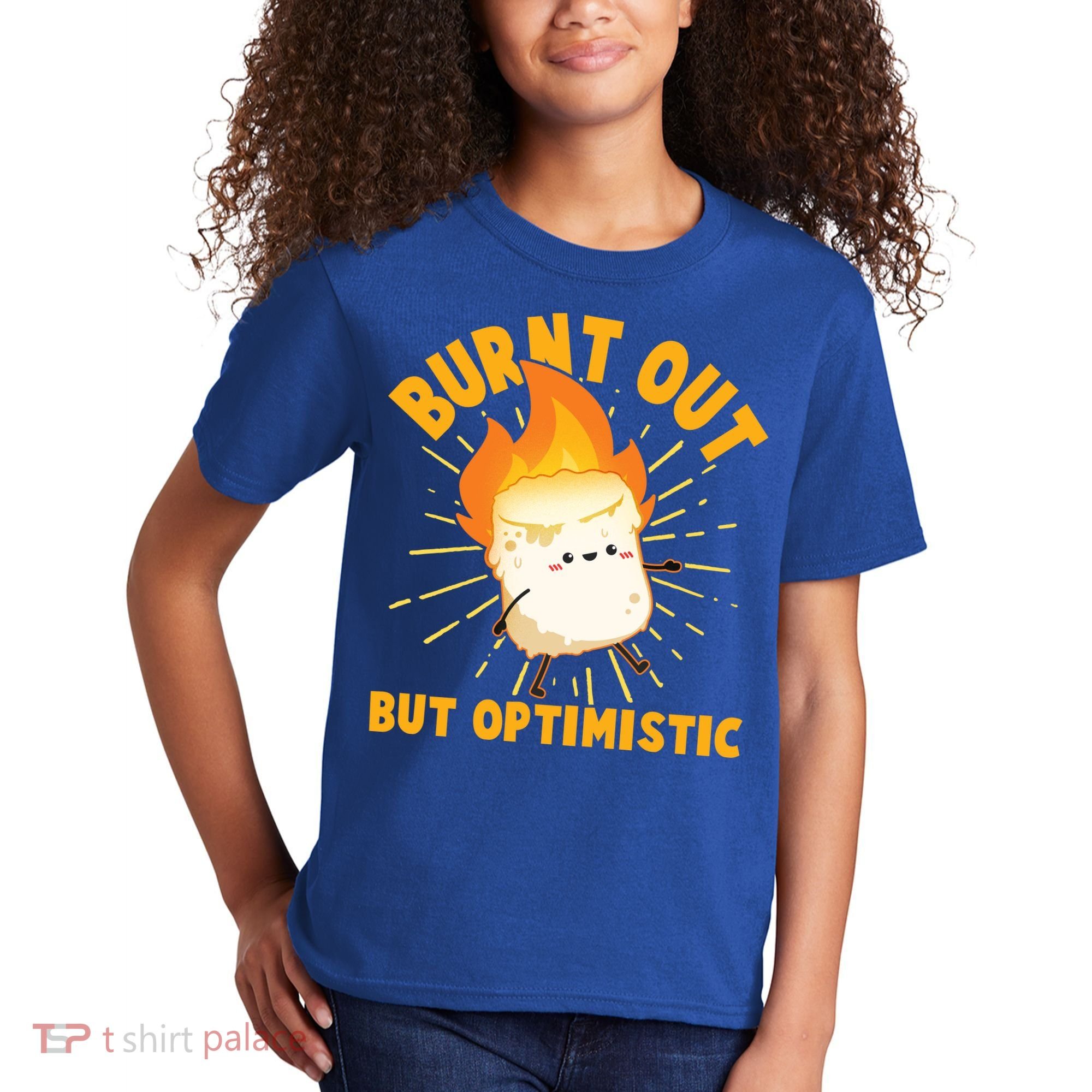 Funny Burnt Out But Optimistic Marshmallow Kids T-Shirt