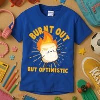Funny Burnt Out But Optimistic Marshmallow Kids T-Shirt thumb 3