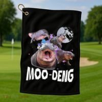 Famous Baby Pygmy Hippo Moo Deng Golf Towel thumb 1