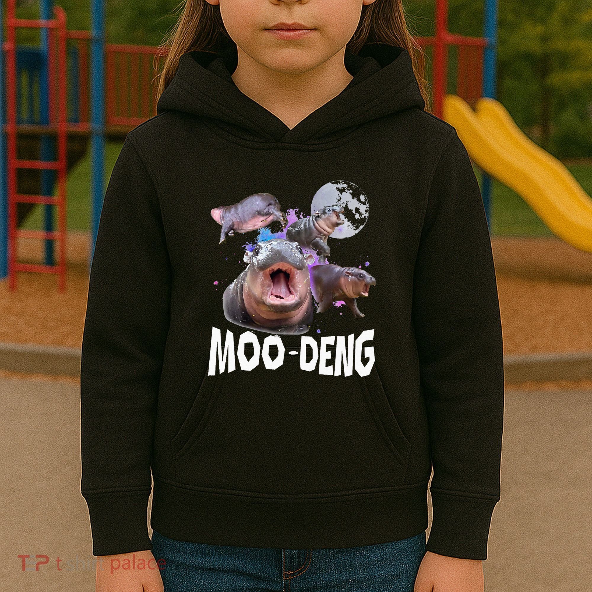 Famous Baby Pygmy Hippo Moo Deng Kids Hoodie