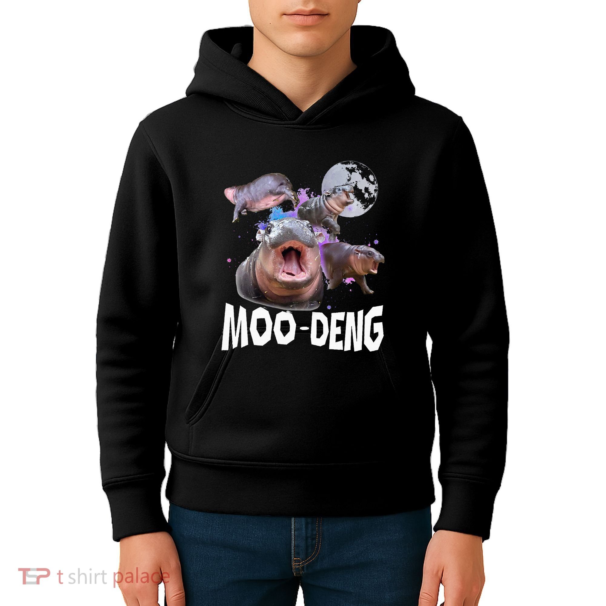Famous Baby Pygmy Hippo Moo Deng Kids Hoodie