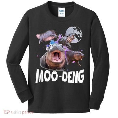 Famous Baby Pygmy Hippo Moo Deng Kids Long Sleeve Shirt