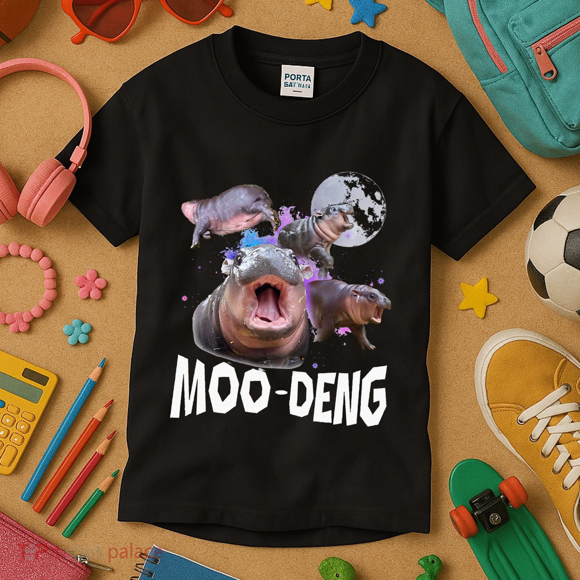 Famous Baby Pygmy Hippo Moo Deng Kids T-Shirt