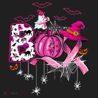 Funny Boo Pumpkin Witch Pink Ribbon Breast Cancer Halloween Beanie thumb 2