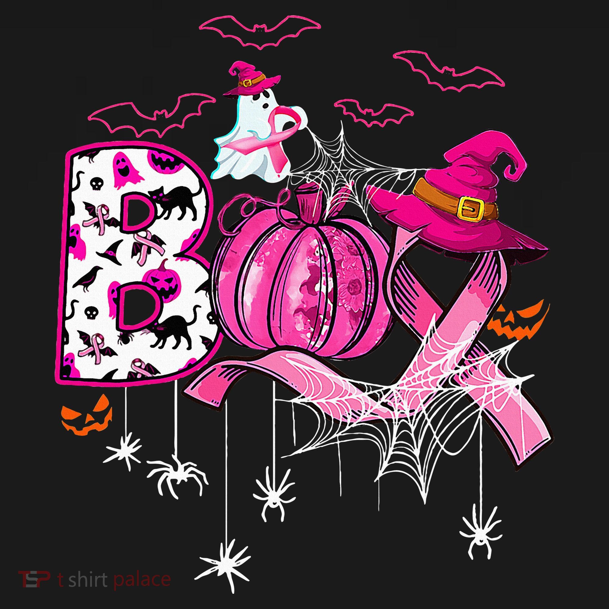 Funny Boo Pumpkin Witch Pink Ribbon Breast Cancer Halloween Women's Hoodie