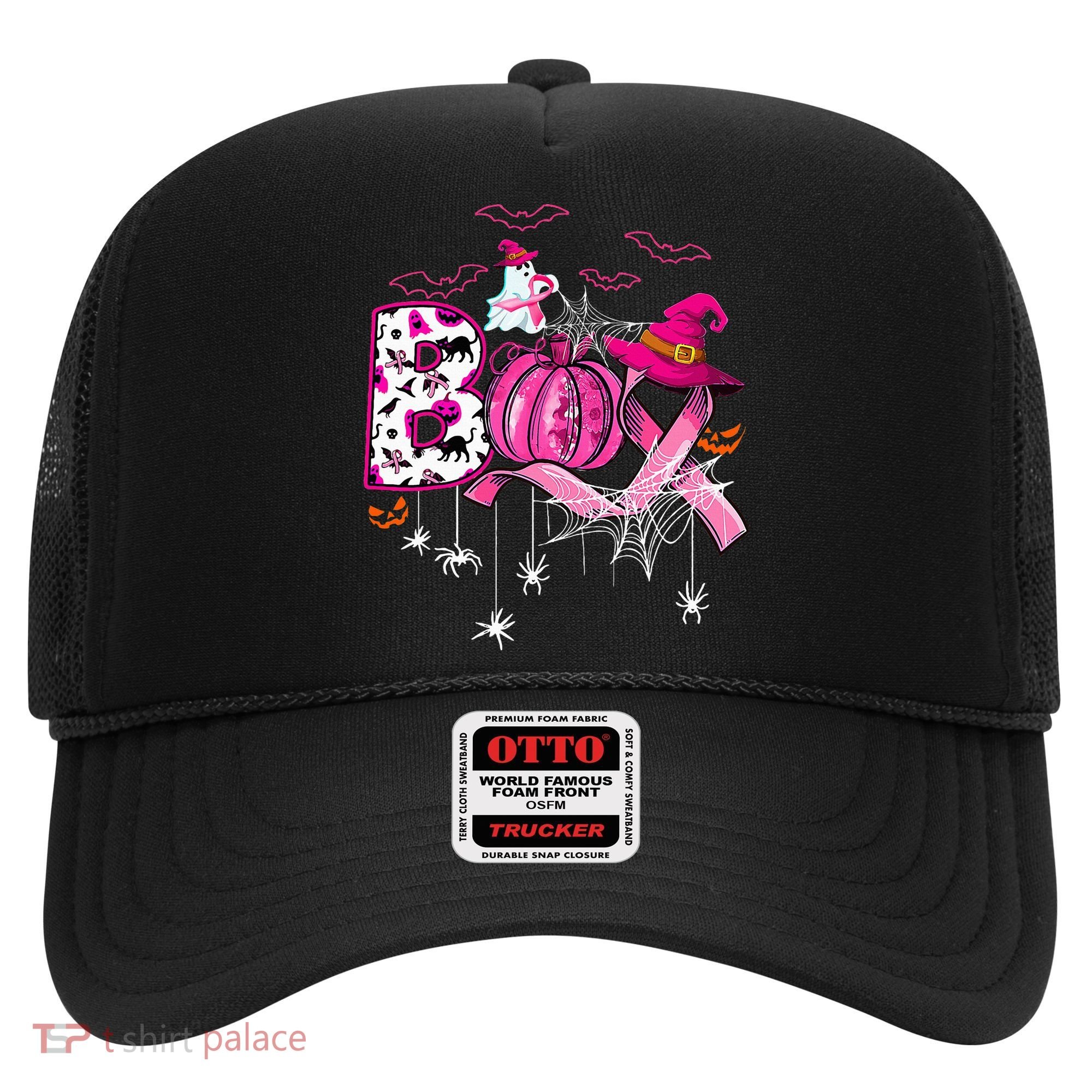 Funny Boo Pumpkin Witch Pink Ribbon Breast Cancer Halloween Hat