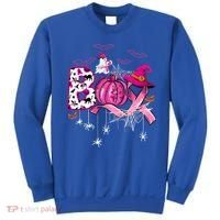 Funny Boo Pumpkin Witch Pink Ribbon Breast Cancer Halloween Sweatshirt thumb 0