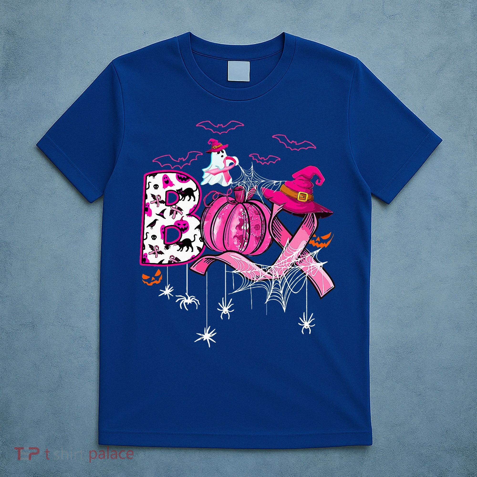 Funny Boo Pumpkin Witch Pink Ribbon Breast Cancer Halloween T-Shirt