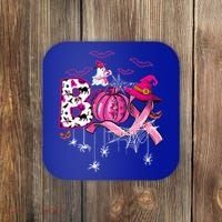 Funny Boo Pumpkin Witch Pink Ribbon Breast Cancer Halloween Coaster thumb 0