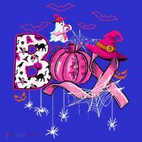 Funny Boo Pumpkin Witch Pink Ribbon Breast Cancer Halloween Coaster thumb 2