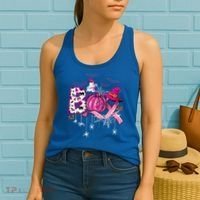 Funny Boo Pumpkin Witch Pink Ribbon Breast Cancer Halloween Women's Tank Top thumb 2