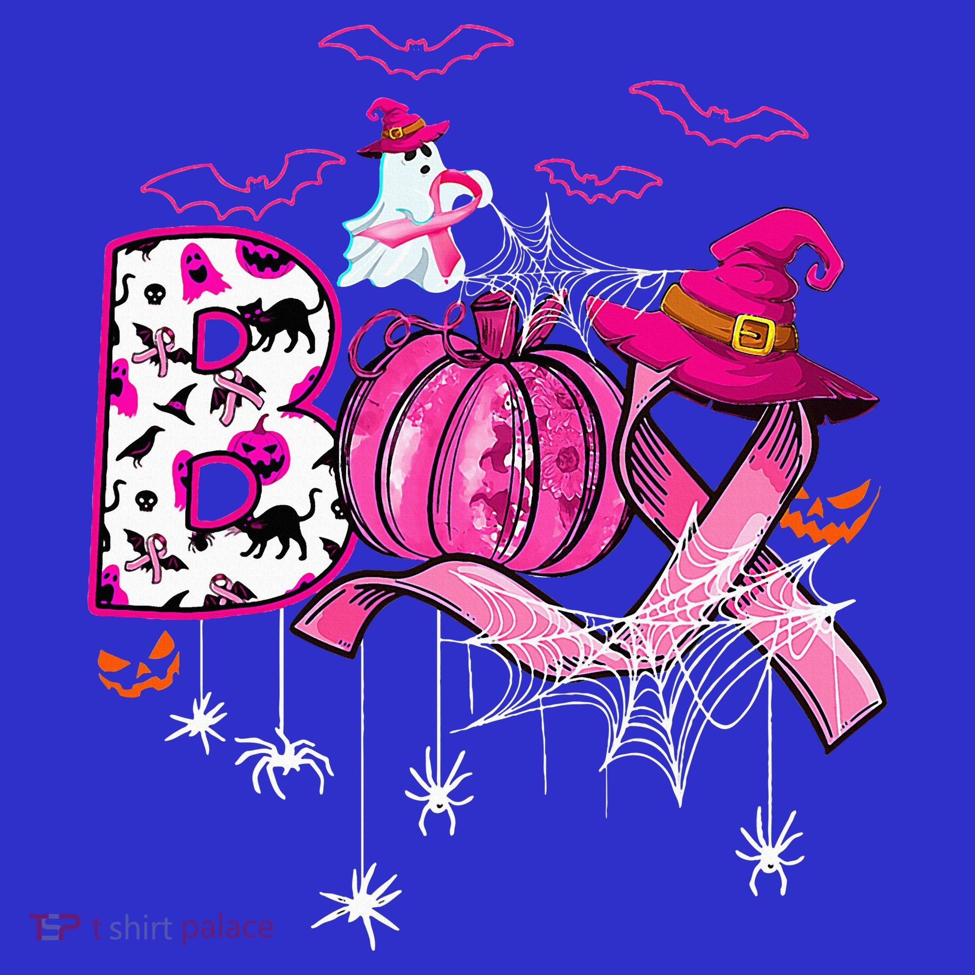 Funny Boo Pumpkin Witch Pink Ribbon Breast Cancer Halloween Women's Tank Top