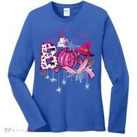 Funny Boo Pumpkin Witch Pink Ribbon Breast Cancer Halloween Women's Long Sleeve Shirt thumb 0