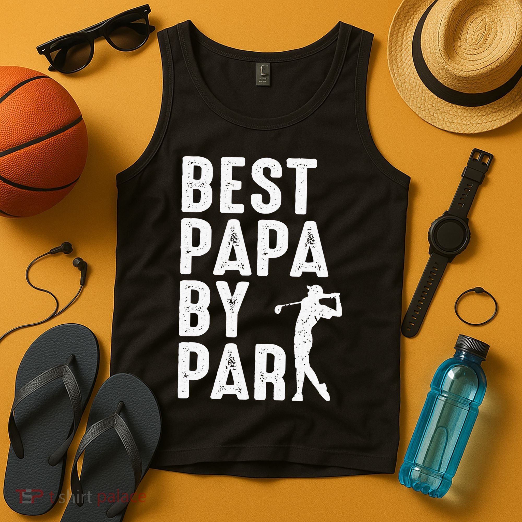 Funny Best Papa By Par Father's Day Golf Gift Grandpa Tank Top