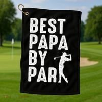 Funny Best Papa By Par Father's Day Golf Gift Grandpa Golf Towel thumb 1