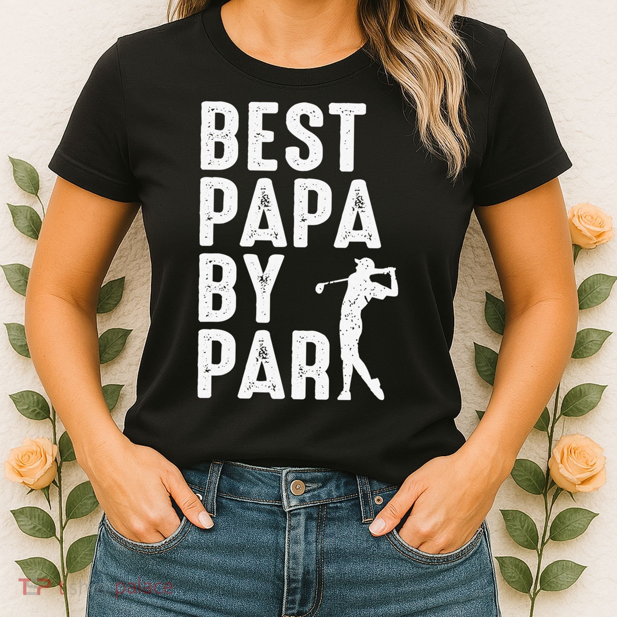 Funny Best Papa By Par Father's Day Golf Gift Grandpa Women's T-Shirt