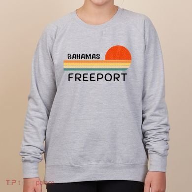 Freeport Bahamas Palm Tree Beach Retro Cool Sunset Novelty Women's Sweatshirt