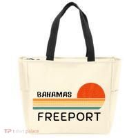 Freeport Bahamas Palm Tree Beach Retro Cool Sunset Novelty Tote Bag thumb 0