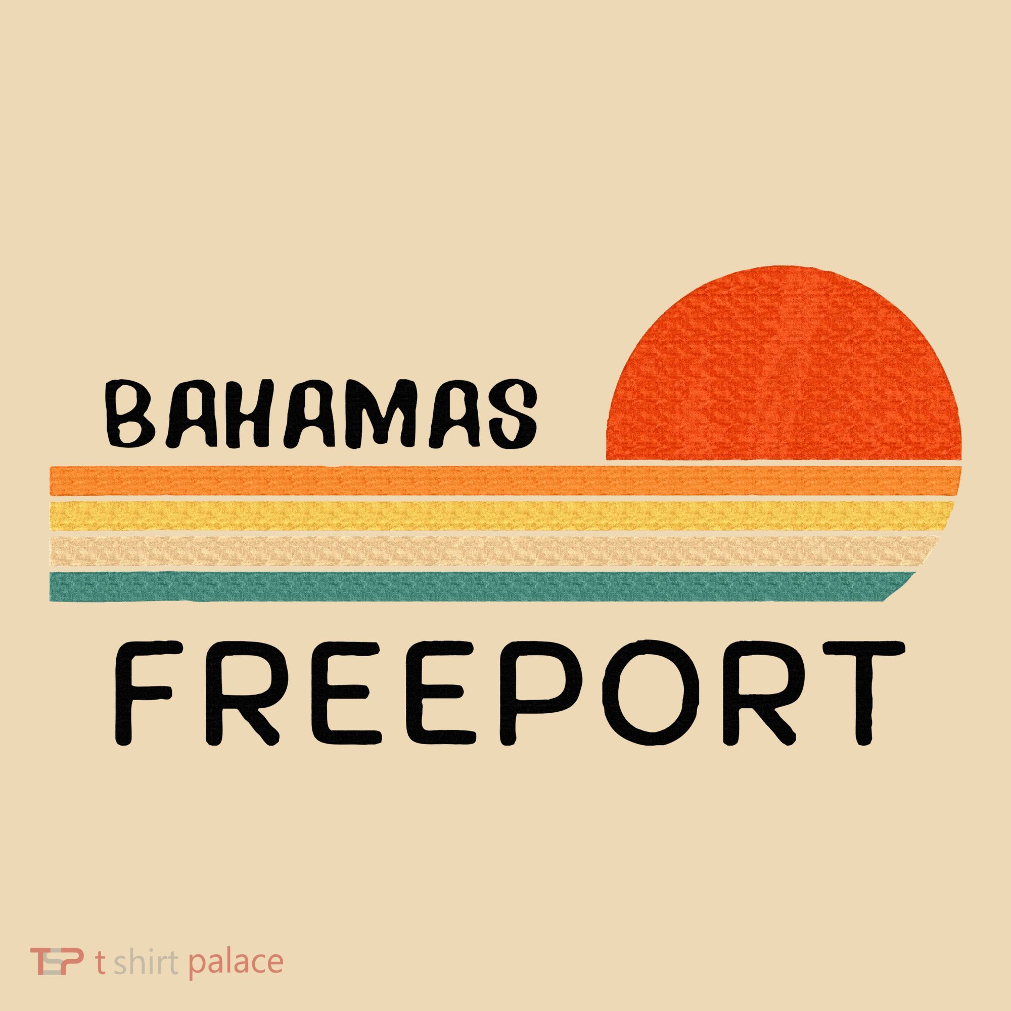 Freeport Bahamas Palm Tree Beach Retro Cool Sunset Novelty Tote Bag