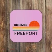 Freeport Bahamas Palm Tree Beach Retro Cool Sunset Novelty Coaster thumb 0