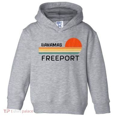 Freeport Bahamas Palm Tree Beach Retro Cool Sunset Novelty Toddler Hoodie