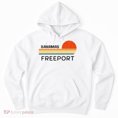 Freeport Bahamas Palm Tree Beach Retro Cool Sunset Novelty Hoodie