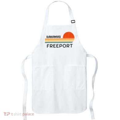 Freeport Bahamas Palm Tree Beach Retro Cool Sunset Novelty Apron