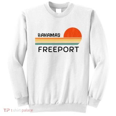 Freeport Bahamas Palm Tree Beach Retro Cool Sunset Novelty Sweatshirt