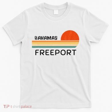 Freeport Bahamas Palm Tree Beach Retro Cool Sunset Novelty T-Shirt