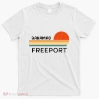 Freeport Bahamas Palm Tree Beach Retro Cool Sunset Novelty T-Shirt thumb 0
