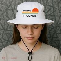 Freeport Bahamas Palm Tree Beach Retro Cool Sunset Novelty Bucket Hat thumb 3