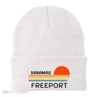 Freeport Bahamas Palm Tree Beach Retro Cool Sunset Novelty Beanie thumb 0