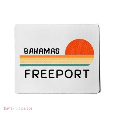 Freeport Bahamas Palm Tree Beach Retro Cool Sunset Novelty Mousepad