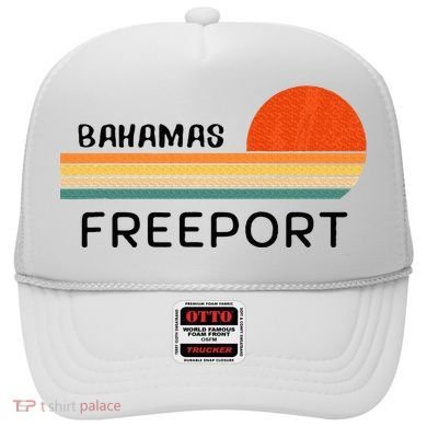 Freeport Bahamas Palm Tree Beach Retro Cool Sunset Novelty Hat