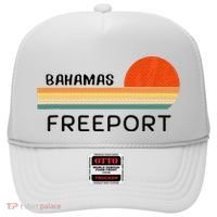 Freeport Bahamas Palm Tree Beach Retro Cool Sunset Novelty Hat thumb 0