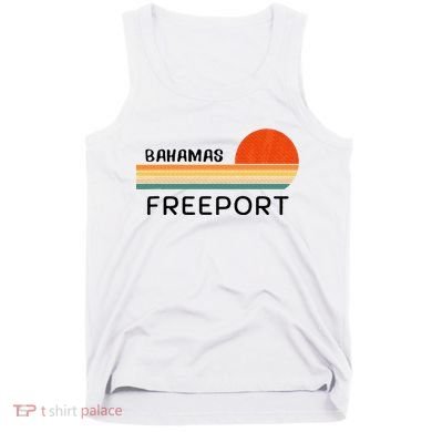 Freeport Bahamas Palm Tree Beach Retro Cool Sunset Novelty Tank Top