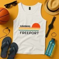 Freeport Bahamas Palm Tree Beach Retro Cool Sunset Novelty Tank Top thumb 4