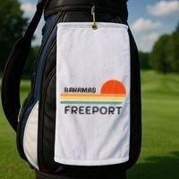 Freeport Bahamas Palm Tree Beach Retro Cool Sunset Novelty Golf Towel thumb 2