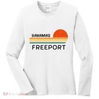 Freeport Bahamas Palm Tree Beach Retro Cool Sunset Novelty Women's Long Sleeve Shirt thumb 0