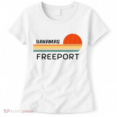 Freeport Bahamas Palm Tree Beach Retro Cool Sunset Novelty Women's T-Shirt