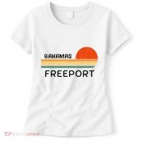 Freeport Bahamas Palm Tree Beach Retro Cool Sunset Novelty Women's T-Shirt thumb 0
