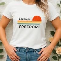 Freeport Bahamas Palm Tree Beach Retro Cool Sunset Novelty Women's T-Shirt thumb 2