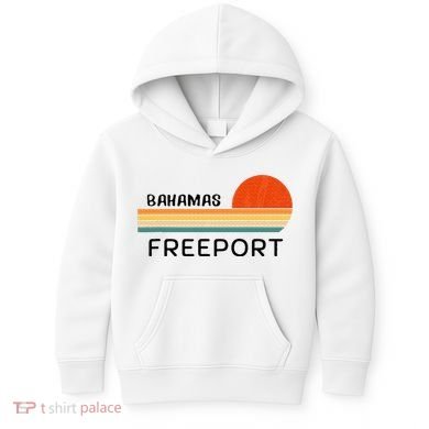 Freeport Bahamas Palm Tree Beach Retro Cool Sunset Novelty Kids Hoodie