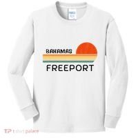 Freeport Bahamas Palm Tree Beach Retro Cool Sunset Novelty Kids Long Sleeve Shirt thumb 0