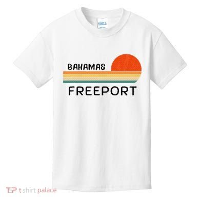 Freeport Bahamas Palm Tree Beach Retro Cool Sunset Novelty Kids T-Shirt