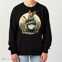 Funny Bunny Playing Banjo Guitar Music Rabbit Easter Women's Sweatshirt thumb 0
