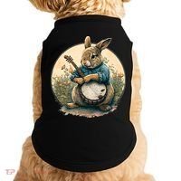 Funny Bunny Playing Banjo Guitar Music Rabbit Easter Doggie Tank thumb 0